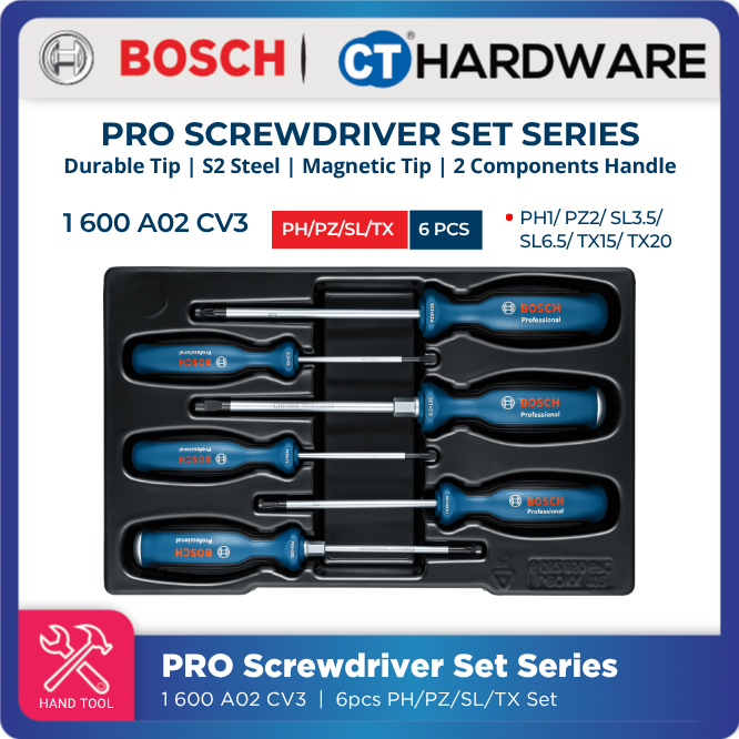 Bosch PRO Screwdriver Set SL/PH/PZ/TX 6pcs [1600A02CV3]