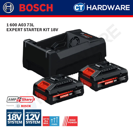 Bosch 1 600 A03 73L Expert Starter Kit 18V Come With 2x Battery 18V 4.0AH EXBA18V-40 + 1x Fast Charger 1600A0373L