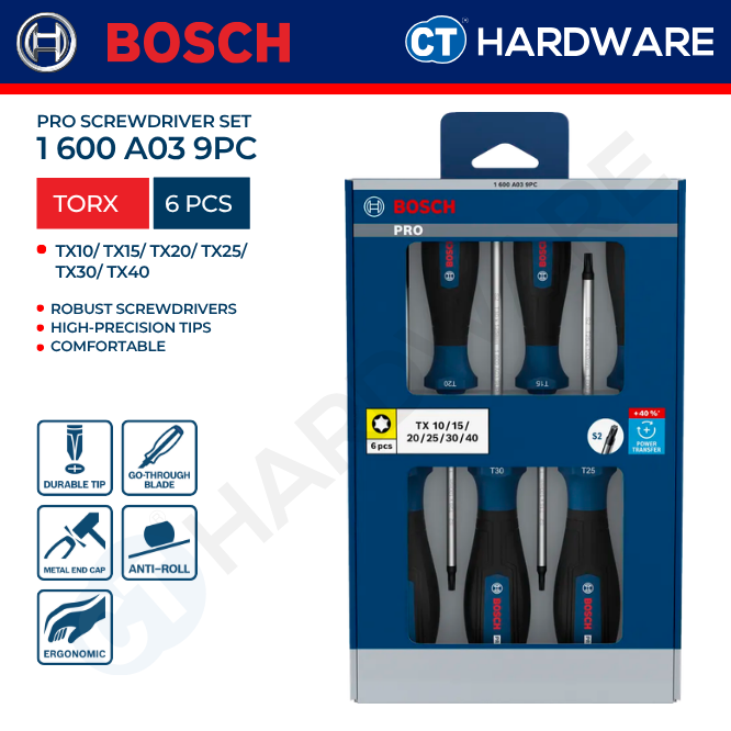 Bosch PRO Screwdriver Set Torx 6pcs [1600A039PC]