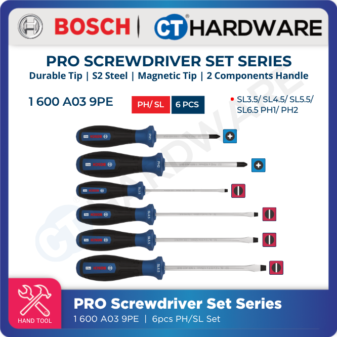 Bosch PRO Screwdriver Set PH/SL 6pcs [1600A039PE]