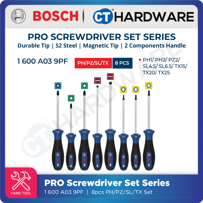Bosch PRO Screwdriver Set PH/PZ/SL/TX 8pcs [1600A039PF]