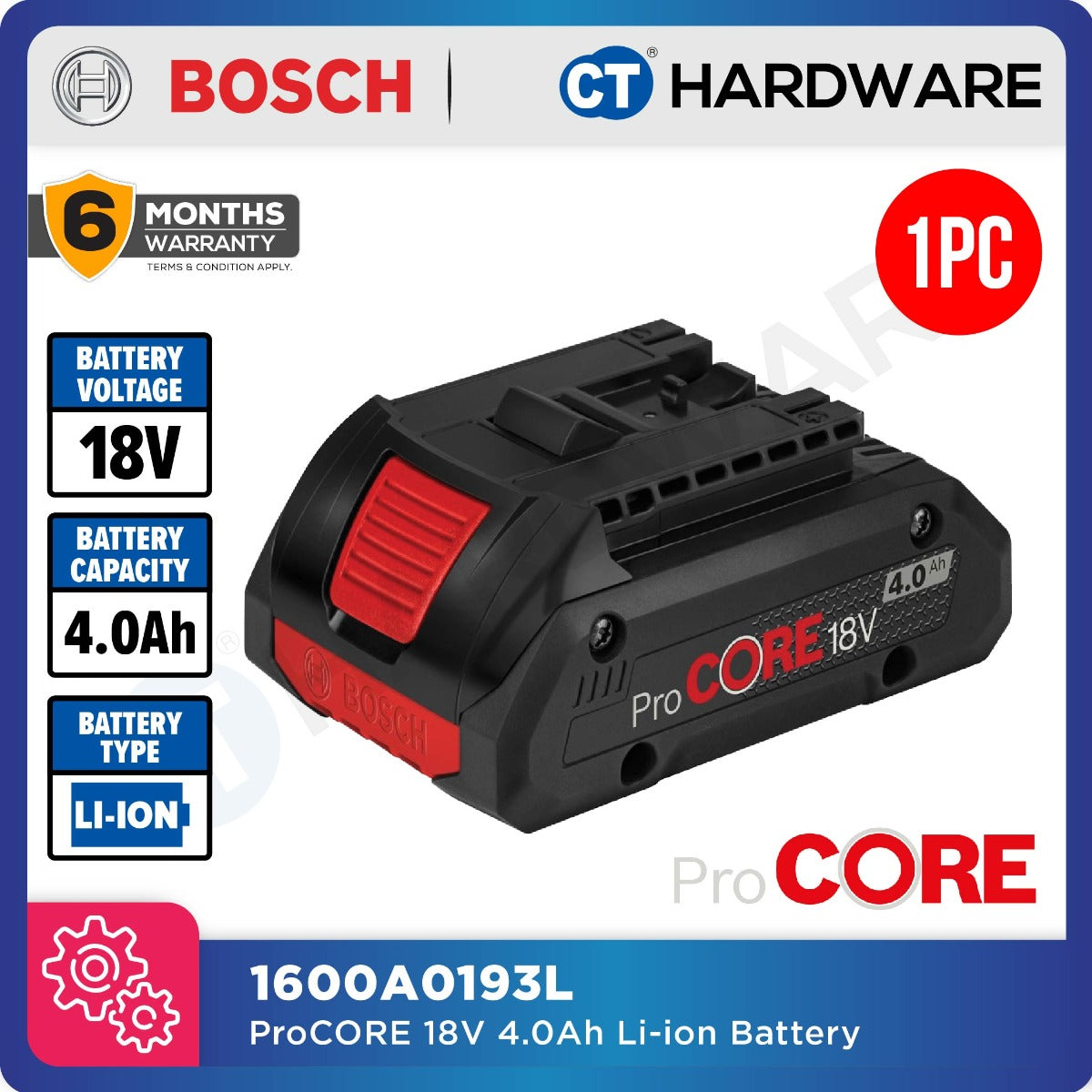 BOSCH ORIGINAL 18V LITHIUM-ION BATTERY PACKS AND CHARGERS [ ProCore ] - 1PC