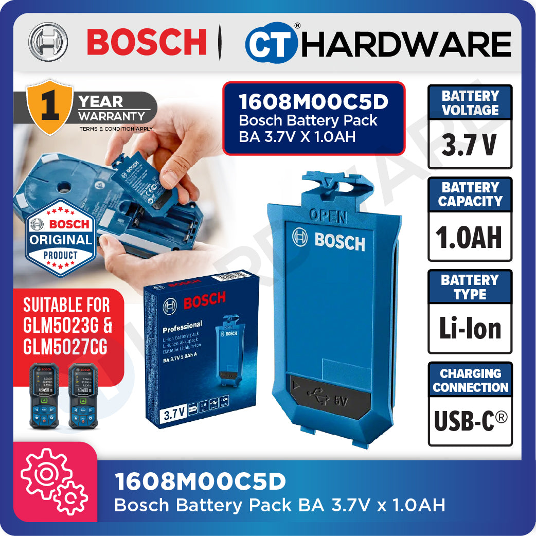 Bosch 1608M00C5D Battery Pack BA 3.7V x 1.0AH | For GLM5023G & GLM5027CG Laser Measure [ ACCESSORIES ]