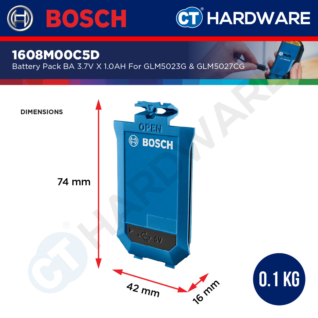 Bosch 1608M00C5D Battery Pack BA 3.7V x 1.0AH | For GLM5023G & GLM5027CG Laser Measure [ ACCESSORIES ]