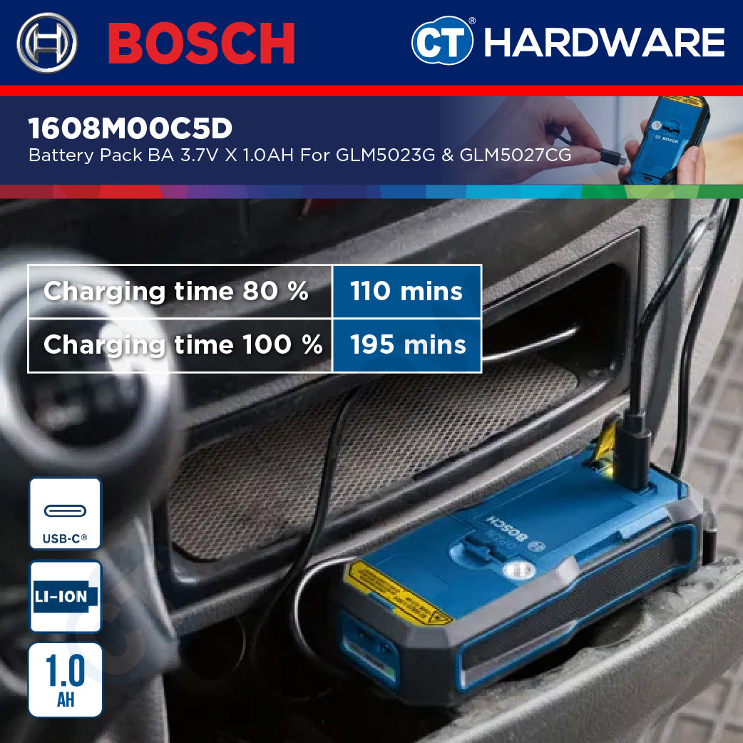 Bosch 1608M00C5D Battery Pack BA 3.7V x 1.0AH | For GLM5023G & GLM5027CG Laser Measure [ ACCESSORIES ]