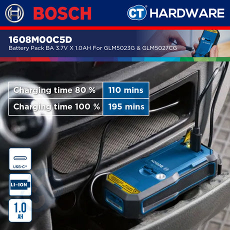 Bosch 1608M00C5D Battery Pack BA 3.7V x 1.0AH | For GLM5023G & GLM5027CG Laser Measure [ ACCESSORIES ]