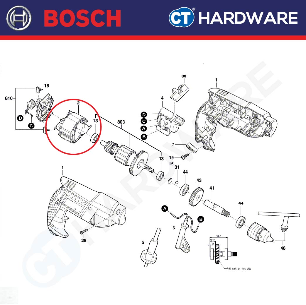 BOSCH 1619P20885 ORIGINAL COIL FIELD FOR GBM350 ELECTRIC DRILL