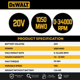 DEWALT DCD806S1T-B1 20V MAX XR Cordless Hammer Drill with 3.5Ah POWERSTACK Battery & Charger