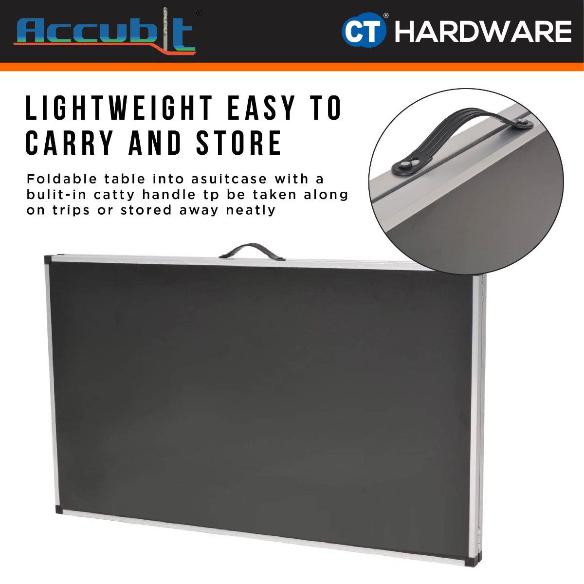 ACCUBIT 181012A ALLUMINIUM FOLDING TABLE 300 X 60 X 80 CM
