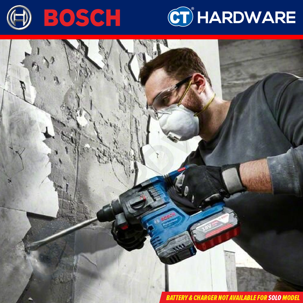 [COMBO-KIT] Bosch 3+1 Cordless 18V Essential GBH 185-LI Rotary Hammer + GWS 180-LI Angle Grinder + GSB 185-LI Impact Drill + Tool Bag