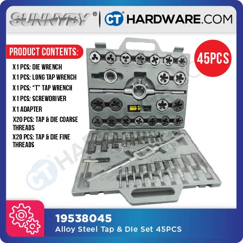 SunnyBy 19538045 Alloy Steel Tap & Die Set (45 Pcs)
