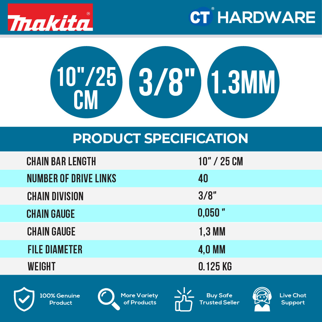 Makita 196205-9 Saw Chain Set For UC3020A Corded Electrical Chainsaw. [ ORIGINAL SPARE PARTS ]