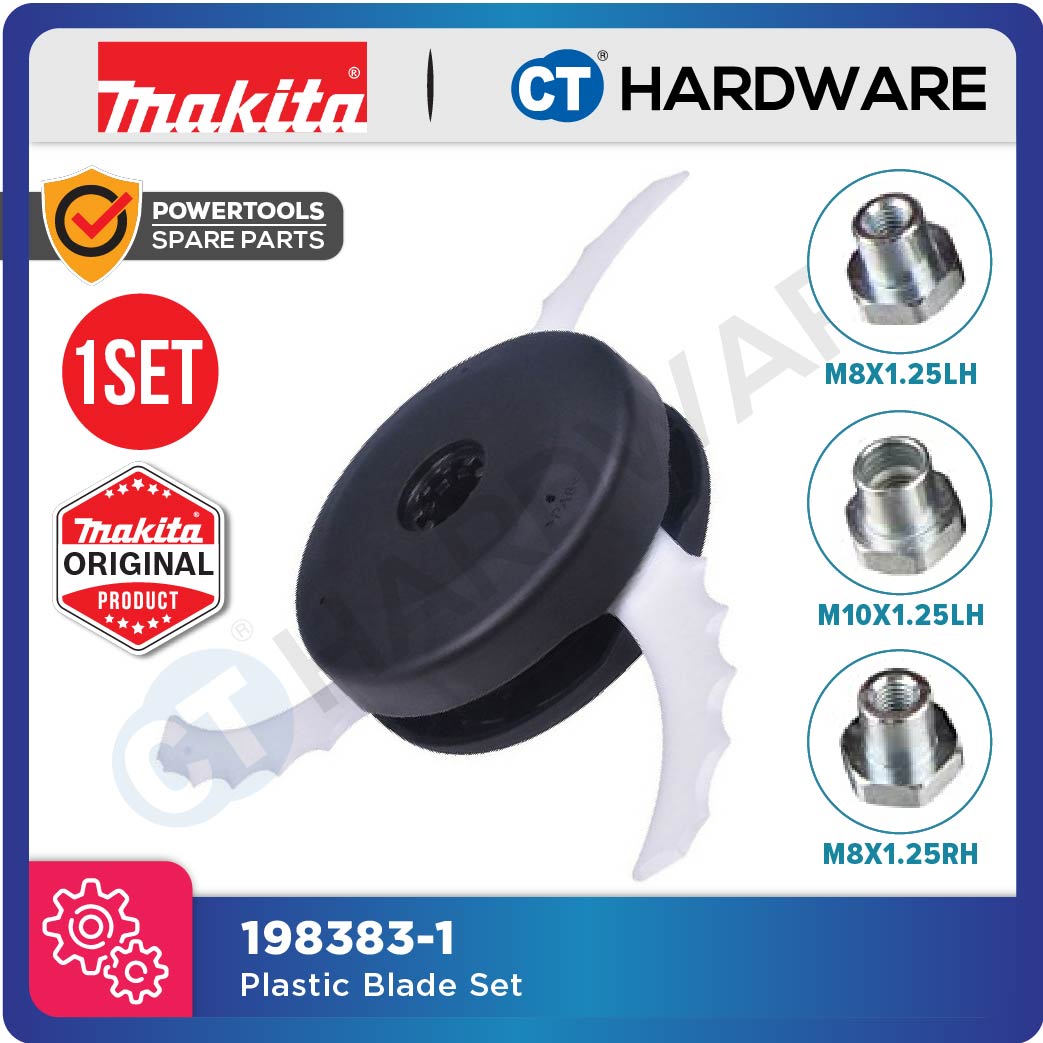 MAKITA 198383-1 PLASTIC BLADE SET 255MM [ M8x1.25RH, M8x1.25LH,  M10x1.25RH ] FOR TRIMMER