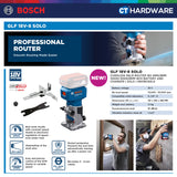 Bosch GLF18V-8 Palm Router | Brushless Motor | 1/4" & 6mm & 8mm Collets | Cordless 18V [06016C60L0]
