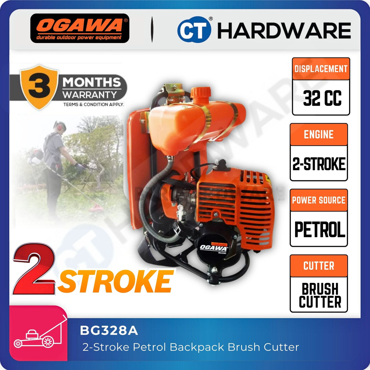 Ogawa BG328A Backpack Brush Cutter 2-Stroke