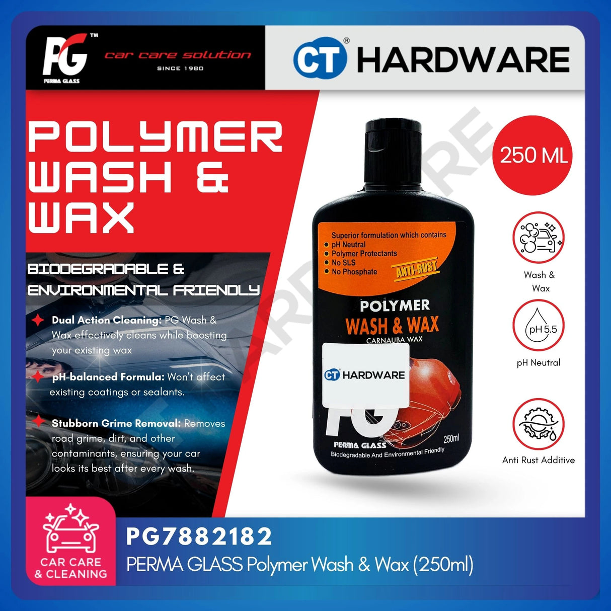 PG Perma Glass PG7882182 Polymer Wash & Wax 250ml [ 9556817882182 ]