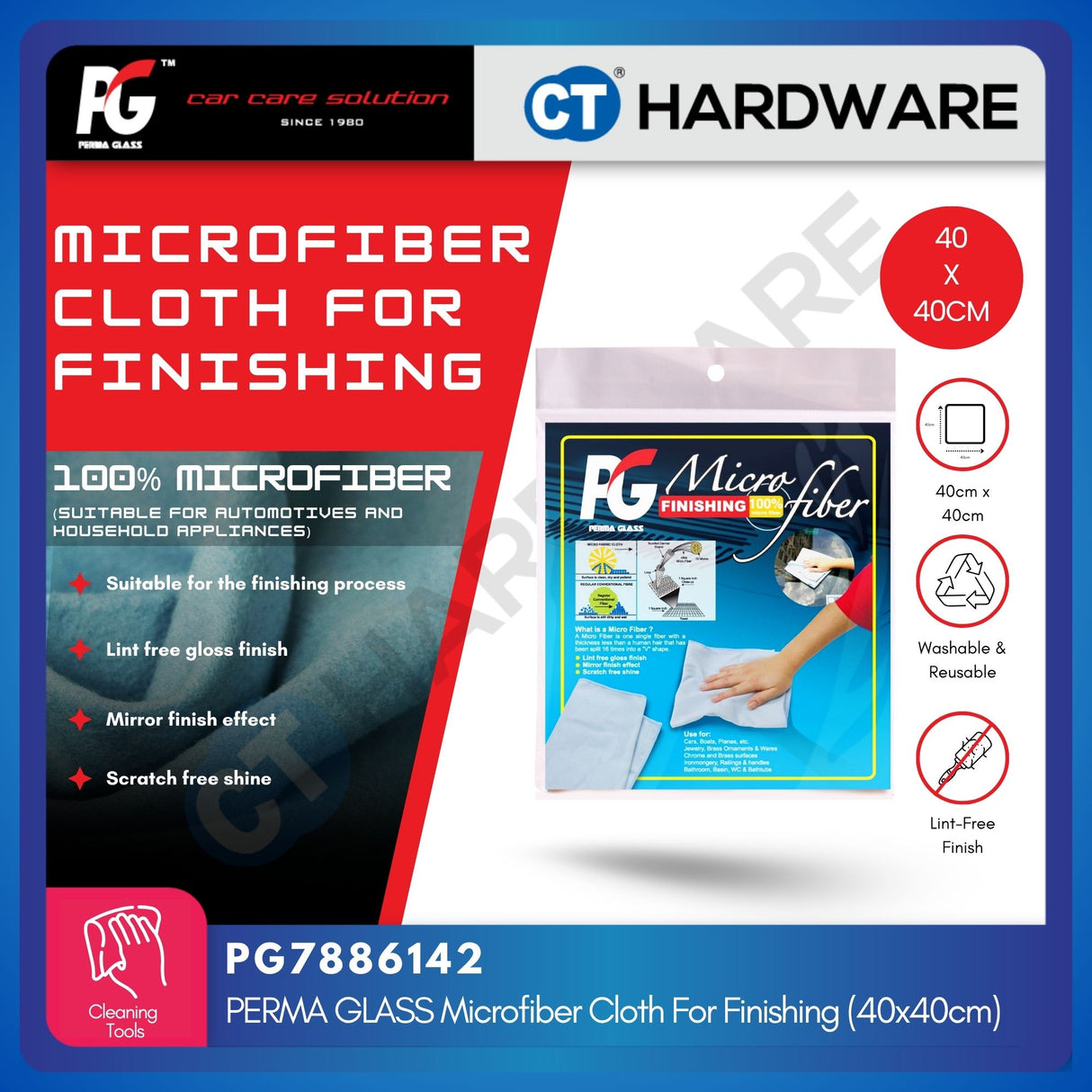 PG Perma Glass PG786142 Microfiber Cloth For Finishing 40cm x 40cm [ 9556817886142 ]