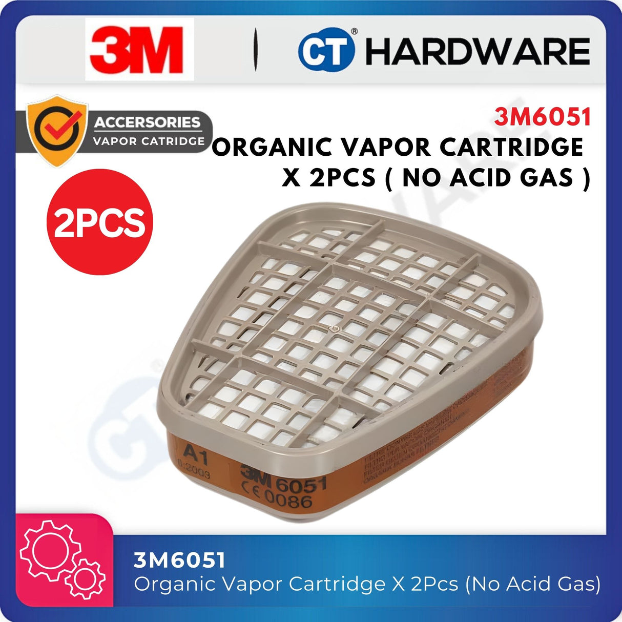 3M 3M6051 Organic Vapour Cartridge (2pcs)
