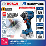 🎁 Bosch GDR 18V-215 SOLO Cordless Brushless Impact Driver 18V 1/4" 220NM [ 06019L60L0 | GDR18V215SOLO ] (100% off)