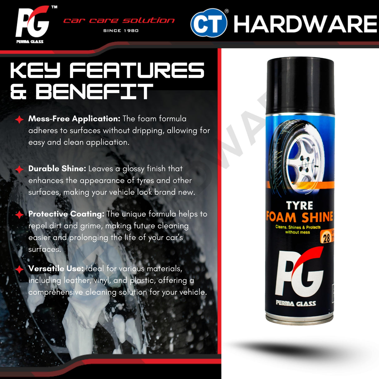 PG Perma Glass PG785114 Tyre Foam Shine Cleaner 450g [ 9556817885114 ]