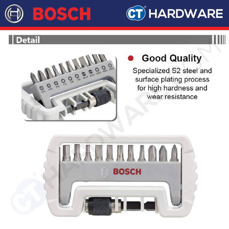 Bosch 2607017335 PROFESSIONAL 11+1 SCREWDRIVER BIT SET 1/4" SHANK  LONG LIFE