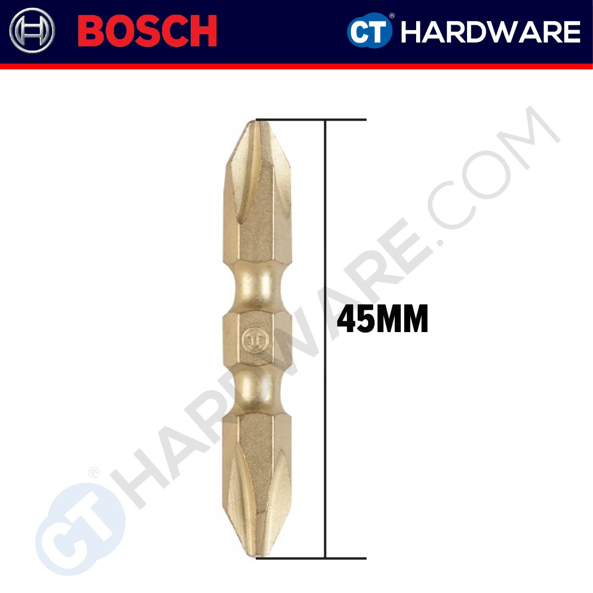 BOSCH SCREWDRIVER BIT PHILIPS #2, MAGNETISED GOLD SIZE 45 MM | 65 MM | 110 MM - 1PC