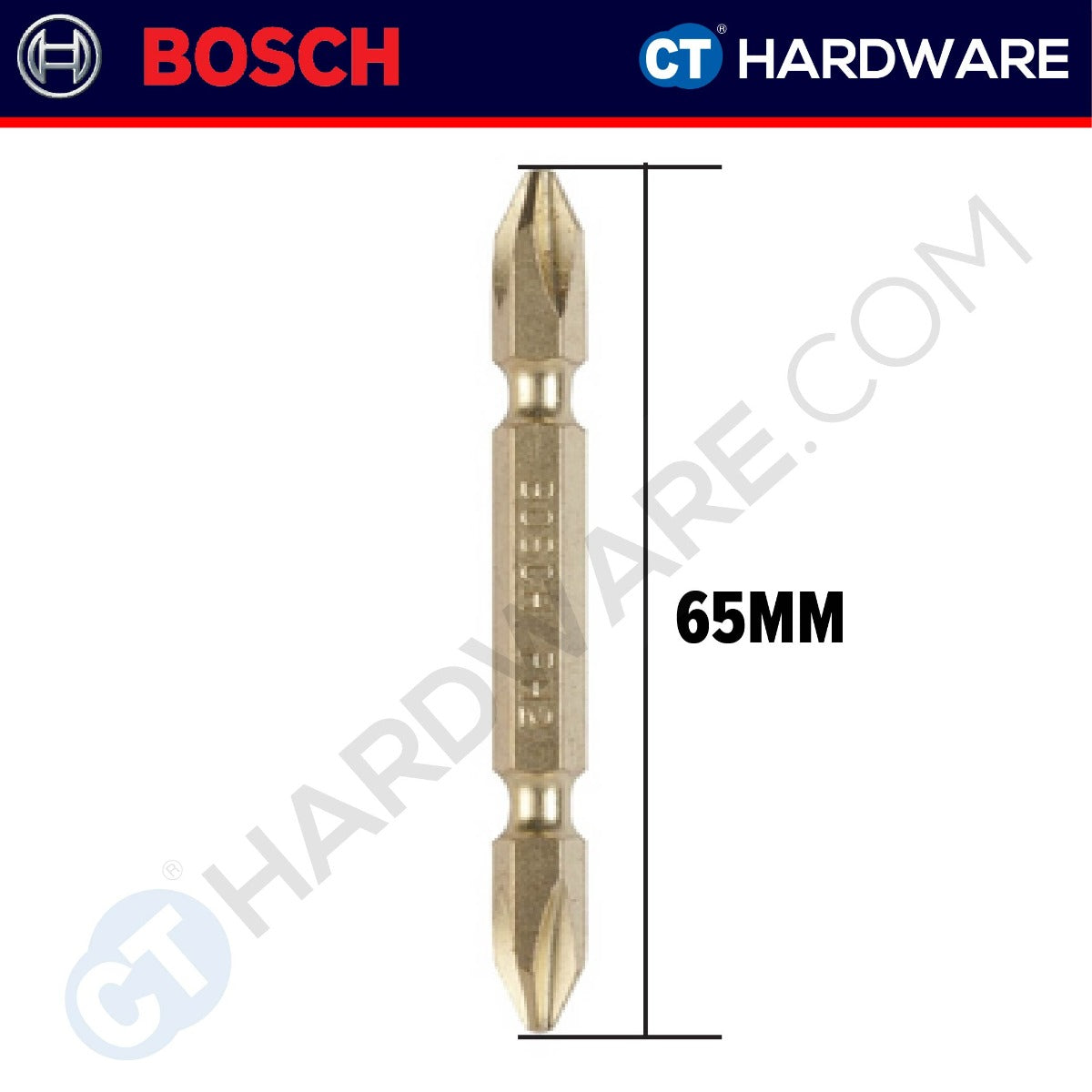 BOSCH SCREWDRIVER BIT PHILIPS #2, MAGNETISED GOLD SIZE 45 MM | 65 MM | 110 MM - 1PC