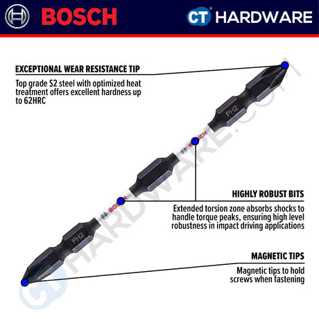 Bosch IMPACT SCREWDRIVER BIT SIZE PH2x65MM | PH2x110MM | PH2x150MM [ IMPACT BIT ] - 1PC
