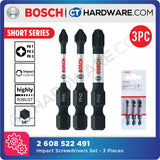 BOSCH 2 608 522 491 IMPACT SCREWDRIVER BITS PH1 | PH2 | PH3 | SHORT SERIES [  2608522491 ] - 3PC