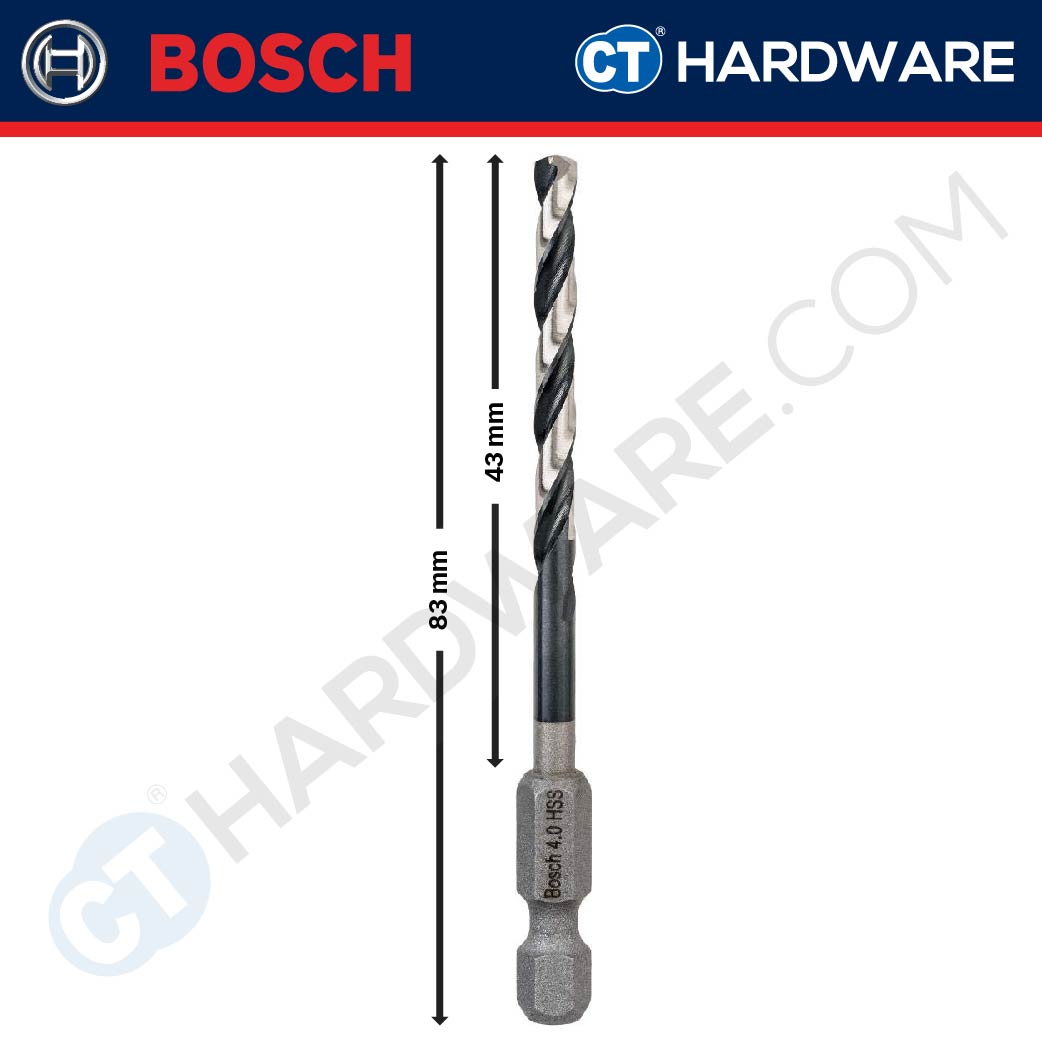 BOSCH IMPACT CONTROL HEX SHANK HSS-G METAL DRILL BIT 1/4" |  SIZE 2-8 MM [ 1PC ]