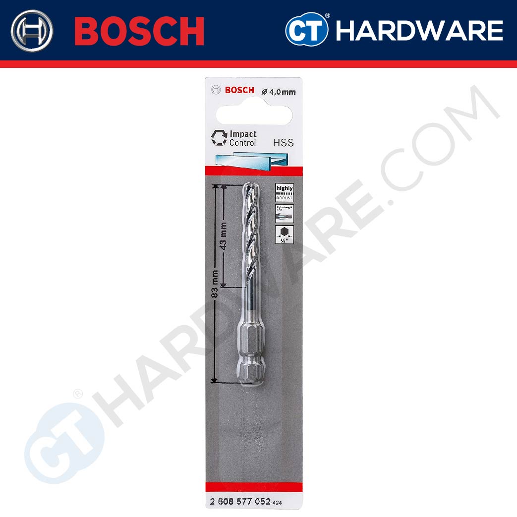 BOSCH IMPACT CONTROL HEX SHANK HSS-G METAL DRILL BIT 1/4" |  SIZE 2-8 MM [ 1PC ]