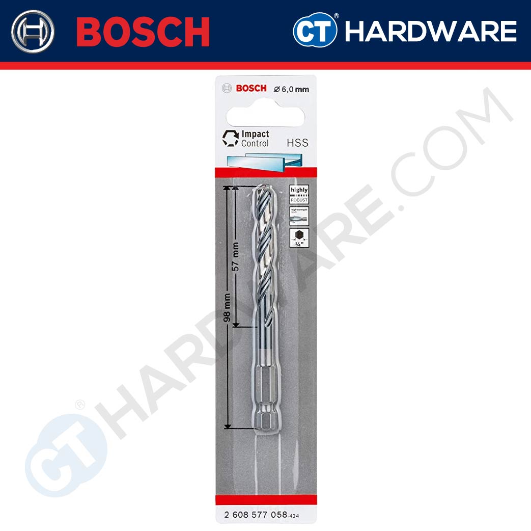 BOSCH IMPACT CONTROL HEX SHANK HSS-G METAL DRILL BIT 1/4" |  SIZE 2-8 MM [ 1PC ]