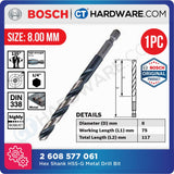 BOSCH IMPACT CONTROL HEX SHANK HSS-G METAL DRILL BIT 1/4" |  SIZE 2-8 MM [ 1PC ]