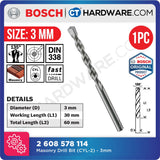 BOSCH MASONRY CYL-2 STRAIGHT SHANK DRILL BIT SIZE 3 TO 16 MM - 1PC