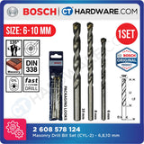 BOSCH 2 608 578 124 MASONRY CYL-2 STRAIGHT SHANK DRILL BIT SET SIZE 6 MM , 8 MM , 10 MM [  2608578124  ]