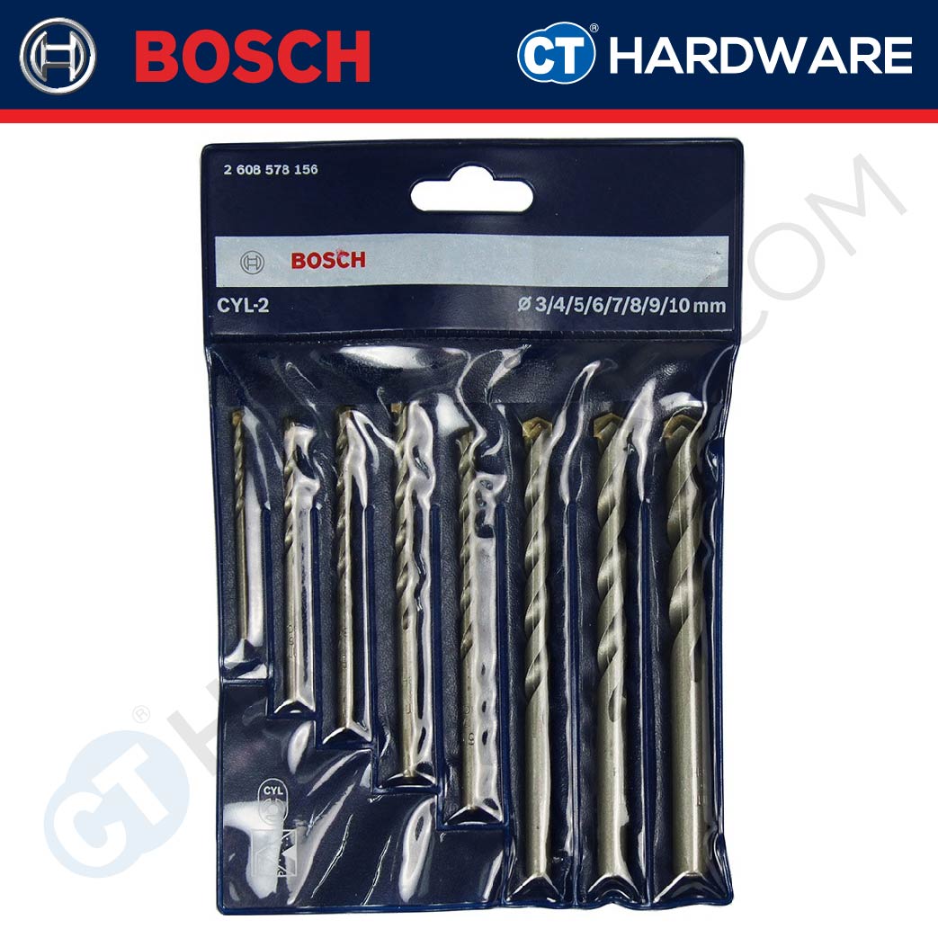 BOSCH 2 608 578 156 MASONRY CYL-2 STRAIGHT SHANK DRILL BIT 8PC SET SIZE 3MM - 10MM [  2608578156  ]