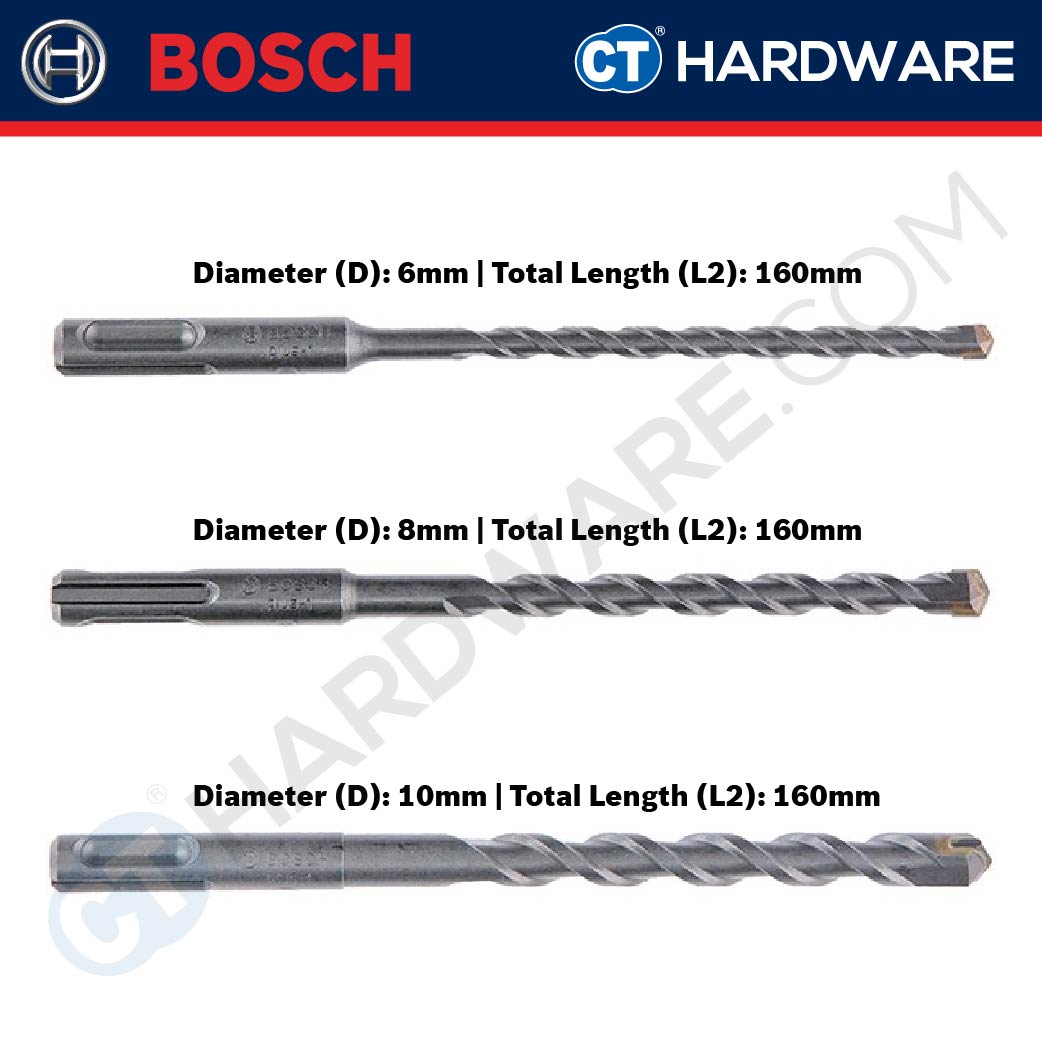 BOSCH 2 608 579 118 SDS PLUS-1 HAMMER DRILL BIT 3PCS SET SIZE 6,8,10 X 160MM [ 2608579118 ]