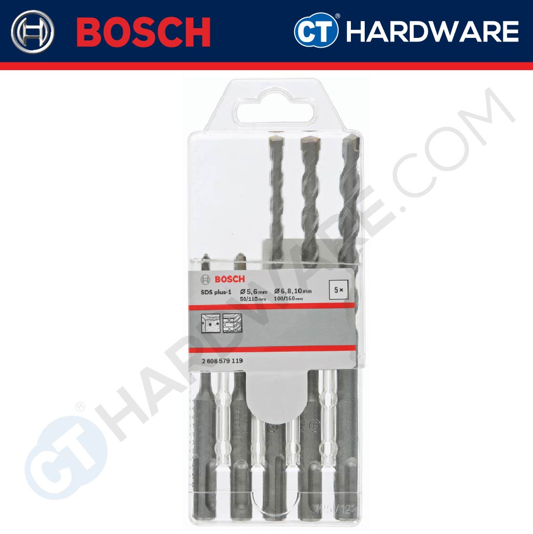 BOSCH 2 608 579 119 SDS PLUS HAMMER DRILL BIT 5PCS SET SIZE 5,6x110MM | 6,8,10x160MM [  2608579119  ]