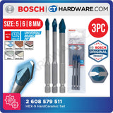 BOSCH 2608579511 HEX-9 HARD CERAMIC TILE DRILL BIT SET  5/6/8 X 90MM HEXAGON SHANK [ 3PC IN 1PACK ]