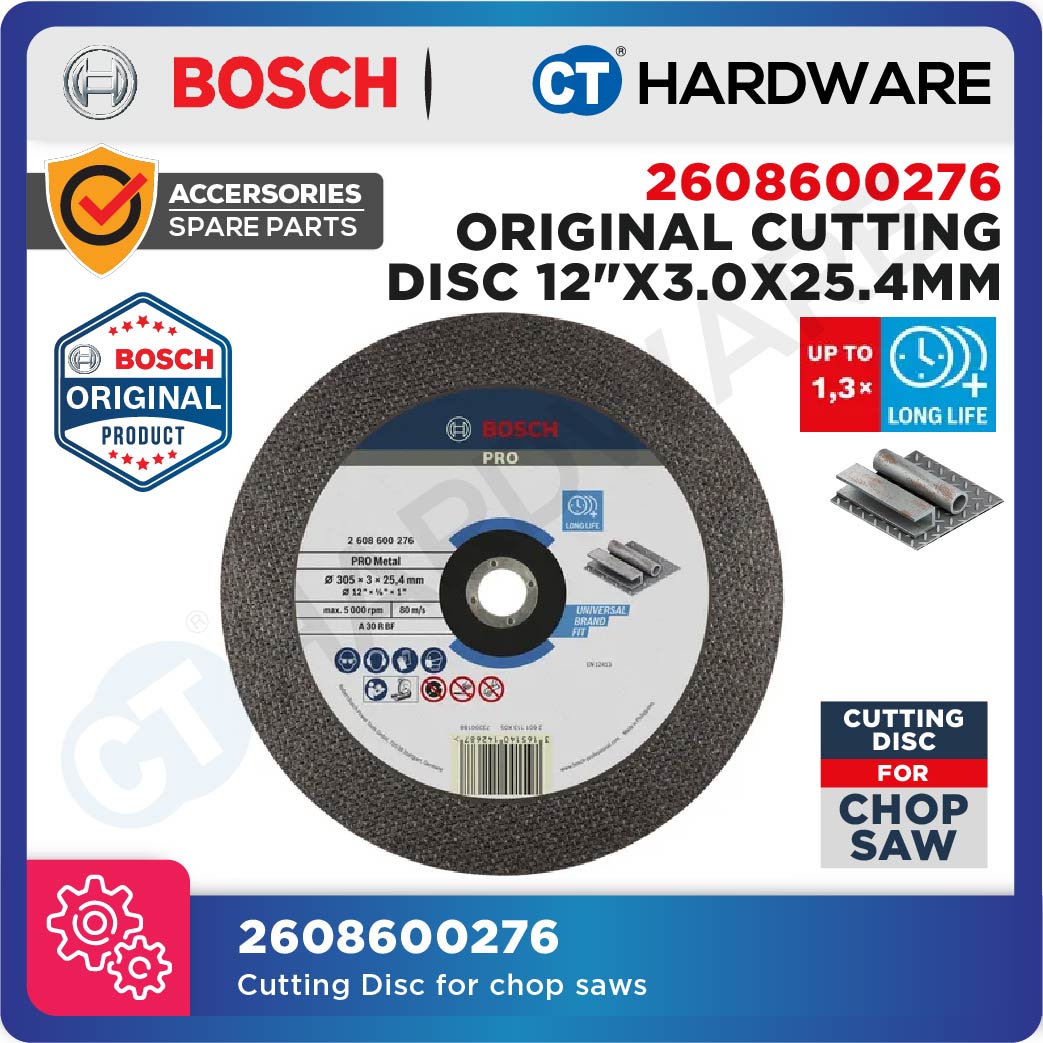 BOSCH 2608600276 PRO METAL CUTTING DISC 12" 300MM X 3MM X 25.4MM FOR CHOP SAW - 1PC
