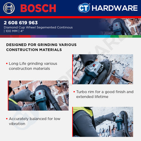 Bosch 2 608 619 963 | 2 608 619 964  Diamond Cup Wheel Segmented & Turbo Continous | 100MM | Grinding Materials
