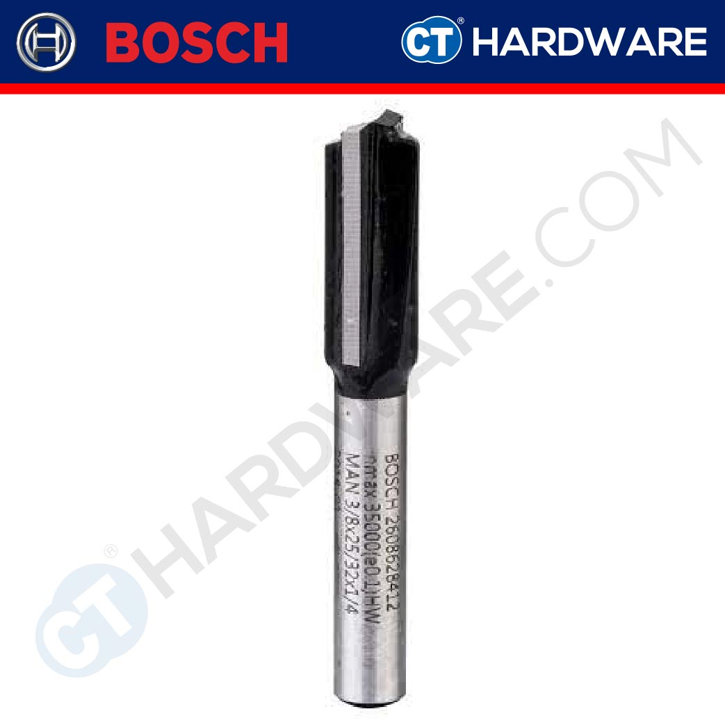 Bosch Carbide-Tipped Router Bit - Straight Bit, 2-flute (Diameter - 9.5mm) 2608628412