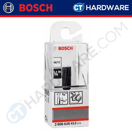 Bosch Carbide-Tipped Router Bit - Straight Bit, 2-flute (Diameter - 9.5mm) 2608628412