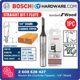 Bosch Carbide-Tipped Router Bit - Straight Bit, 1-flute (Diameter - 7.7mm) 2608628427