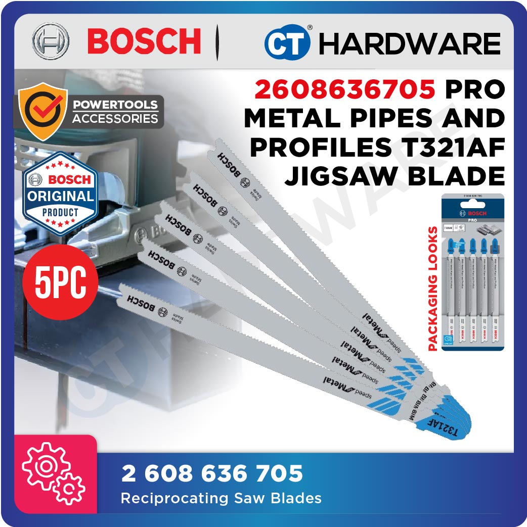 Bosch 2608636705 PRO Metal Pipes and Profiles T321AF Jigsaw Blade - 5pc