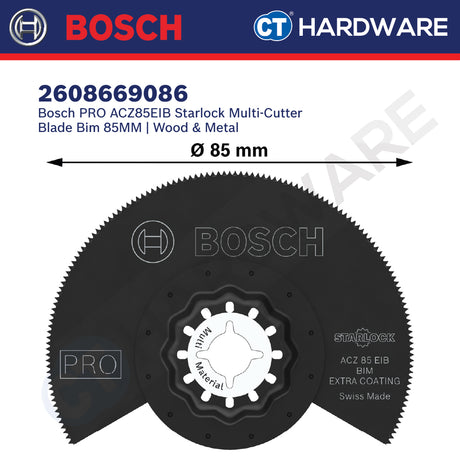 Bosch 2608669086 PRO ACZ85EIB Starlock Multi-Cutter Blade Bim 85MM, Wood, Metal, Plastic, Vinyl, PVC, Coated Boards