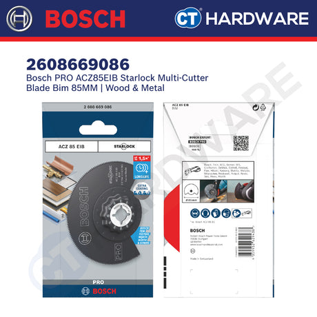 Bosch 2608669086 PRO ACZ85EIB Starlock Multi-Cutter Blade Bim 85MM, Wood, Metal, Plastic, Vinyl, PVC, Coated Boards