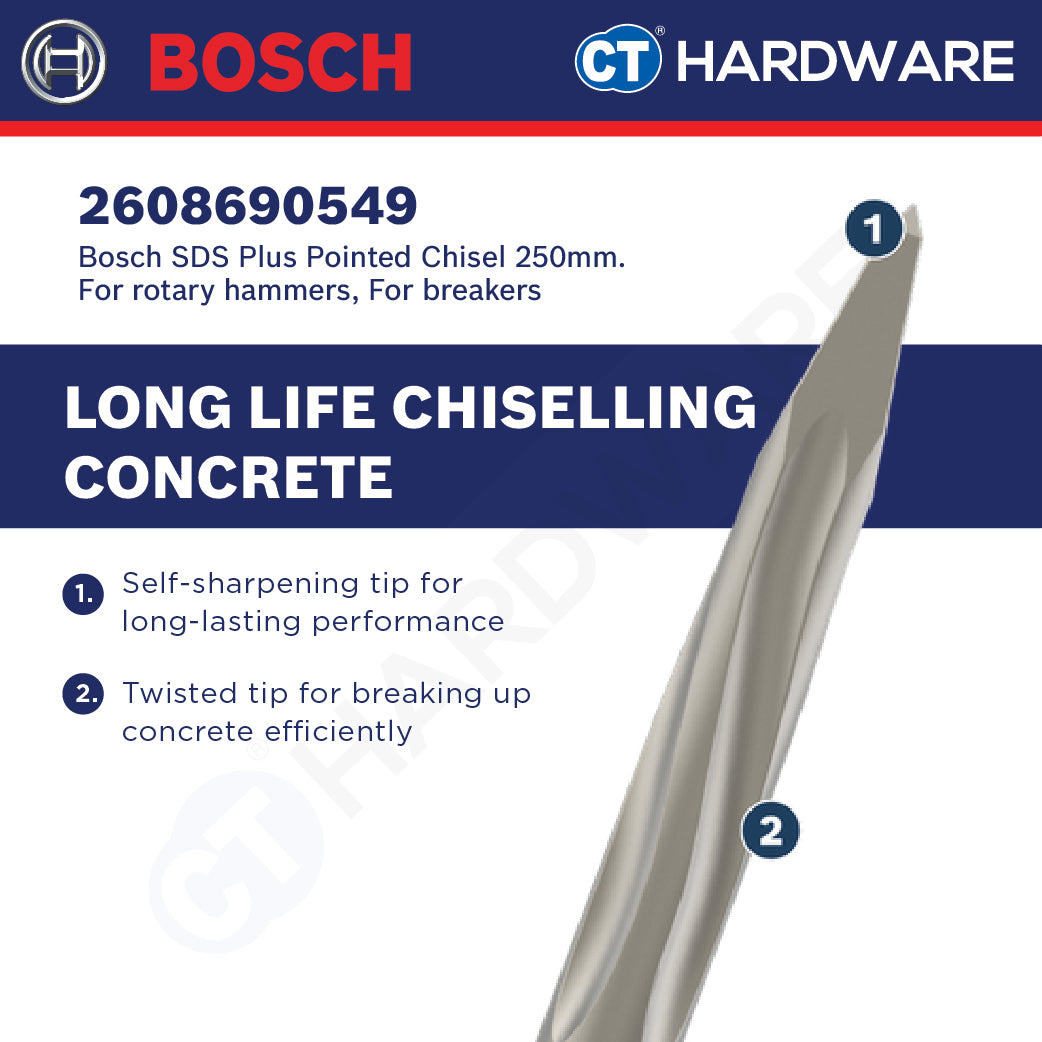 Bosch PRO 2608690549 SDS plus-5C Pointed Chisel 250mm
