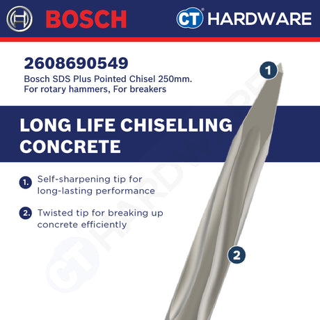 Bosch PRO 2608690549 SDS plus-5C Pointed Chisel 250mm