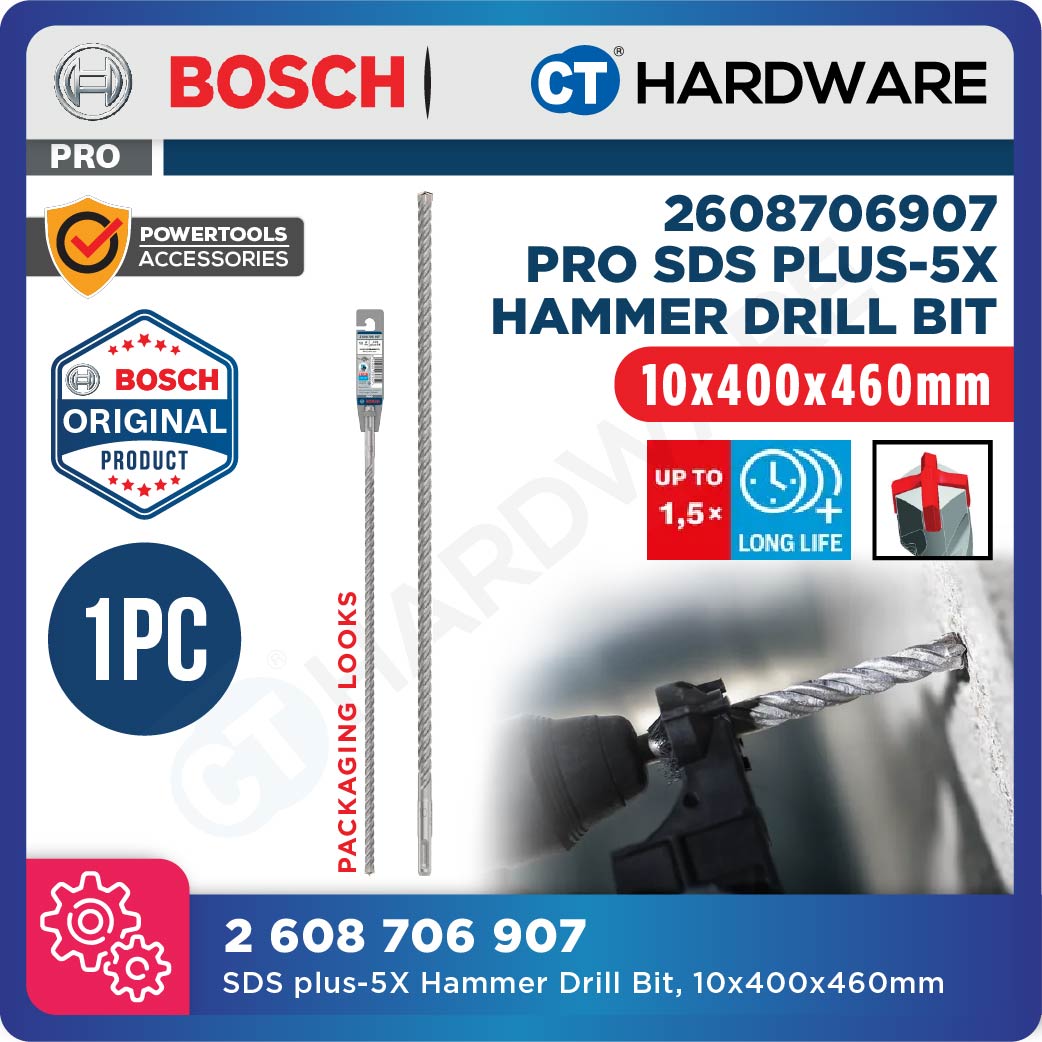 BOSCH PRO SDS Plus-5X Hammer Drill Bit Size 5mm to 13mm for Rotary Hammer Accessories 4 Flutes Concrete Drill Bit - 1PC